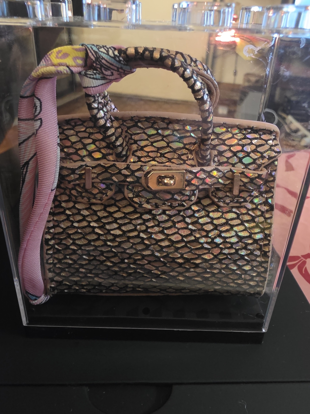 Source Unknown Pink Holographic Mini Tote with Black Accents - Picture 5 of 5